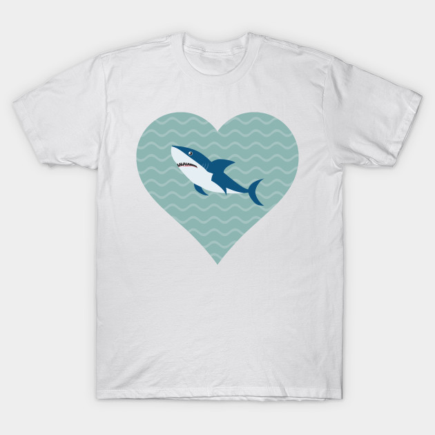 I Love Sharks Water Heart T-Shirt-TOZ